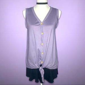 NWT Purple Sleeveless Tie Front Top